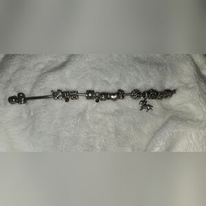 Pandora Charm Bracelet Lot 925 ALE Sterling + 4 Two-Tone Charms 16 Pieces